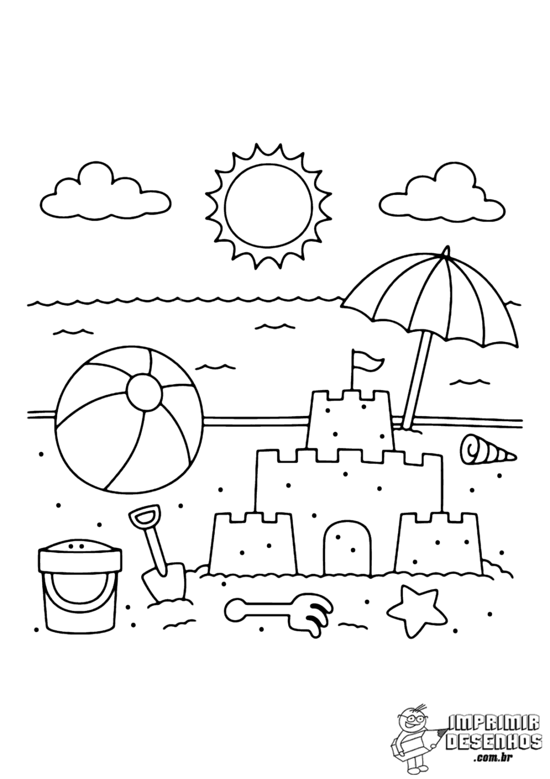 Verão na praia para colorir Imprimir Desenhos