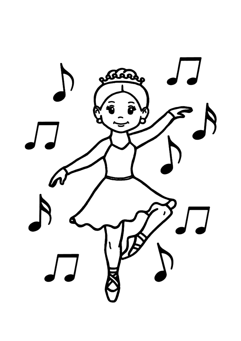 Bailarina e música para colorir Imprimir Desenhos