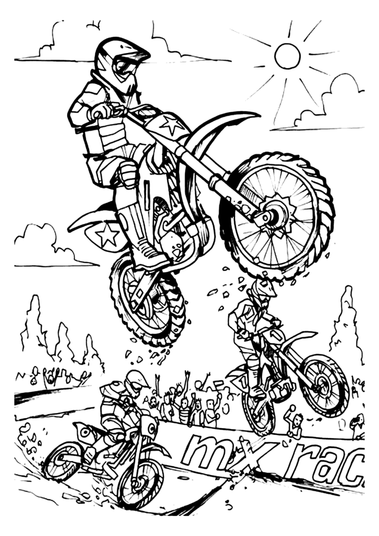 Corrida Motocross Para Colorir Imprimir Desenhos