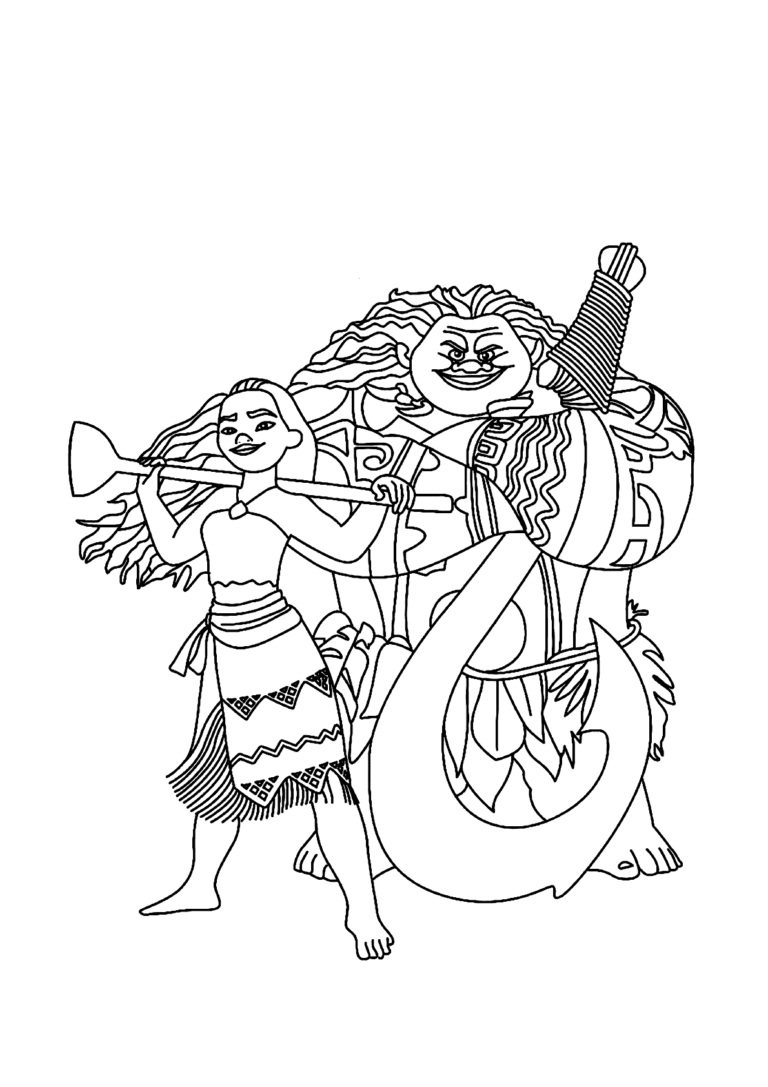 Moana E Maui Para Colorir Imprimir Desenhos