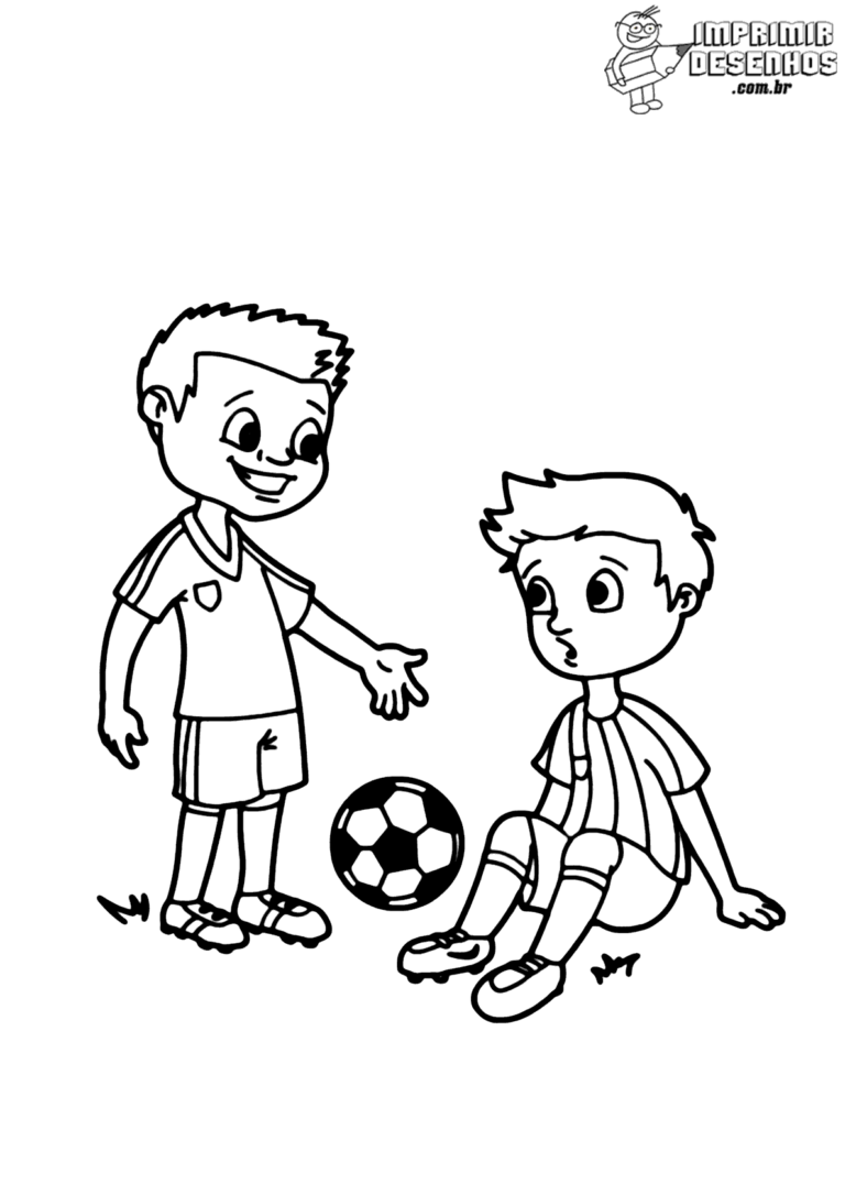 Amigos Jogando Futebol Para Colorir Imprimir Desenhos