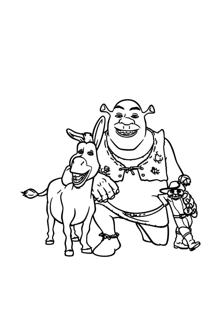 Shrek Gato E Burro Para Colorir Imprimir Desenhos