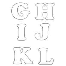 desenho do alfabeto para colorir: letras de G até L