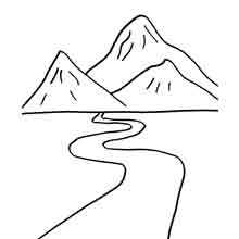 desenho de natureza para colorir: montanhas
