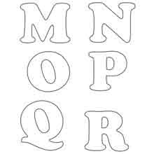 desenho do alfabeto para colorir: letras de M até R