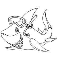 desenho de um tubarao mergulhador para colorir