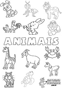livrinhos para colorir grátis em PDF: animais