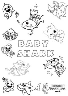 livrinhos do baby shark para colorir grátis em PDF