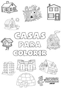 livrinho com desenhos de casas para colorir gratis em PDF