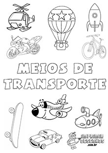 livrinhos de transporte para colorir grátis em PDF