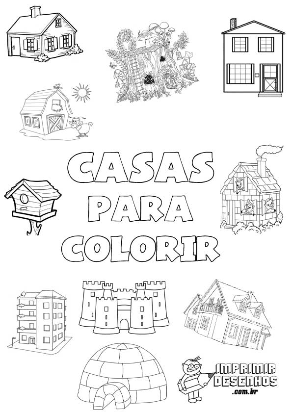Desenhos de Casas para colorir e Imprimir - Pintar Grátis Online