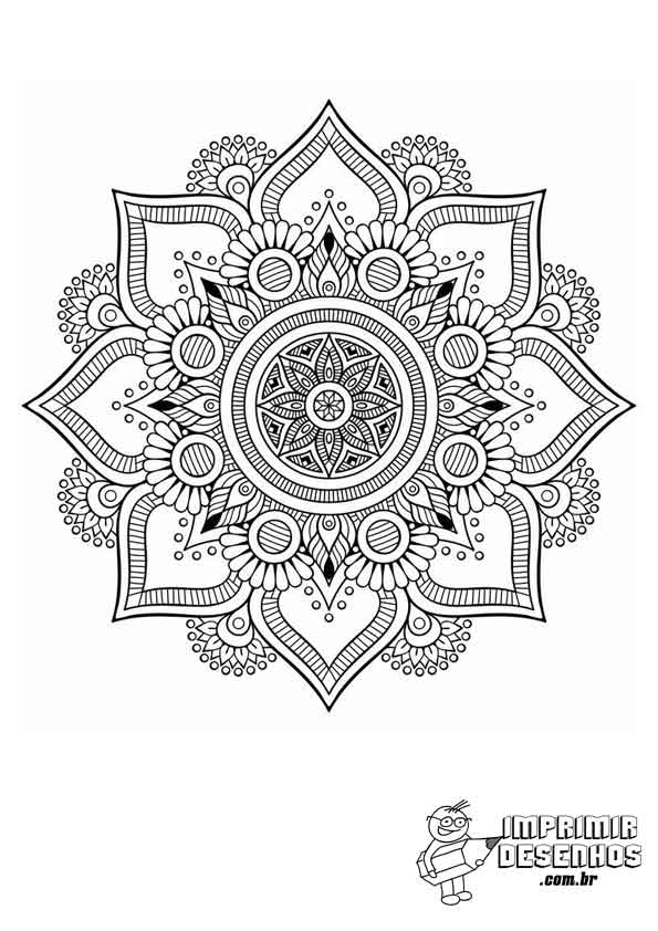 Desenho de Mandala de flor simples para Colorir - Colorir.com