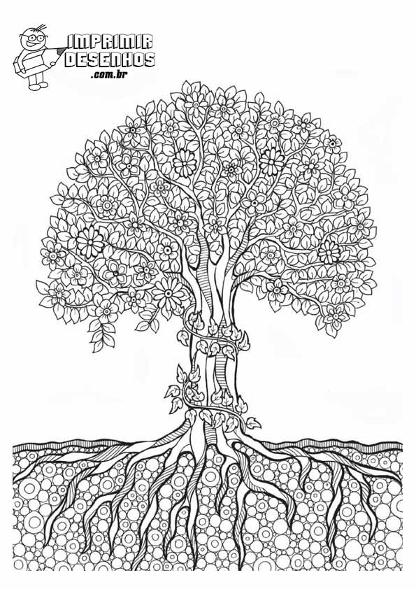 Desenho de Árvore encantada para adultos para colorir - Tudodesenhos