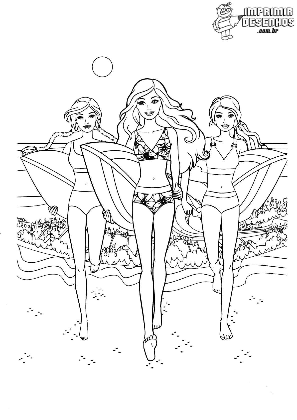 surfista  Desenhos para colorir barbie, Colorir barbie, Cores de