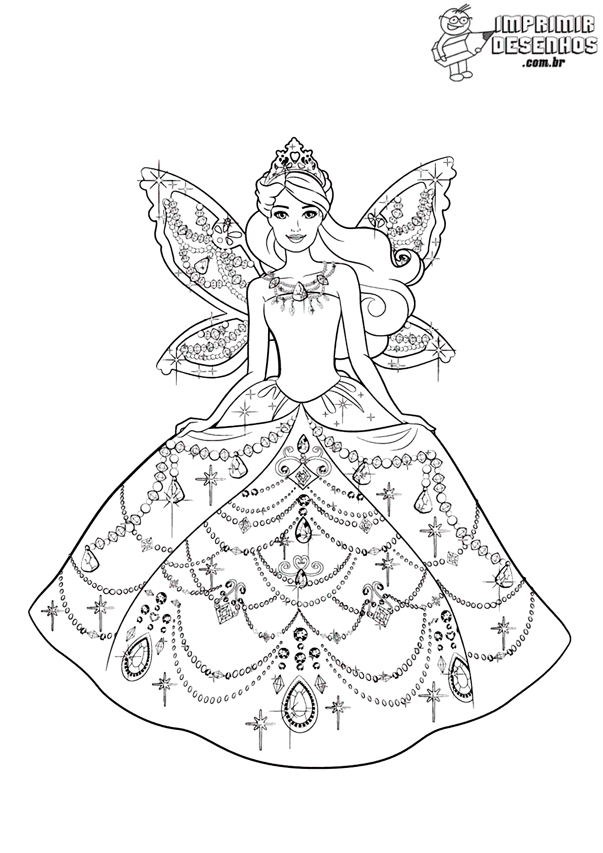 Desenho de Barbie fada para colorir