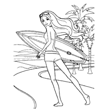 barbie para colorir barbie surf na praia
