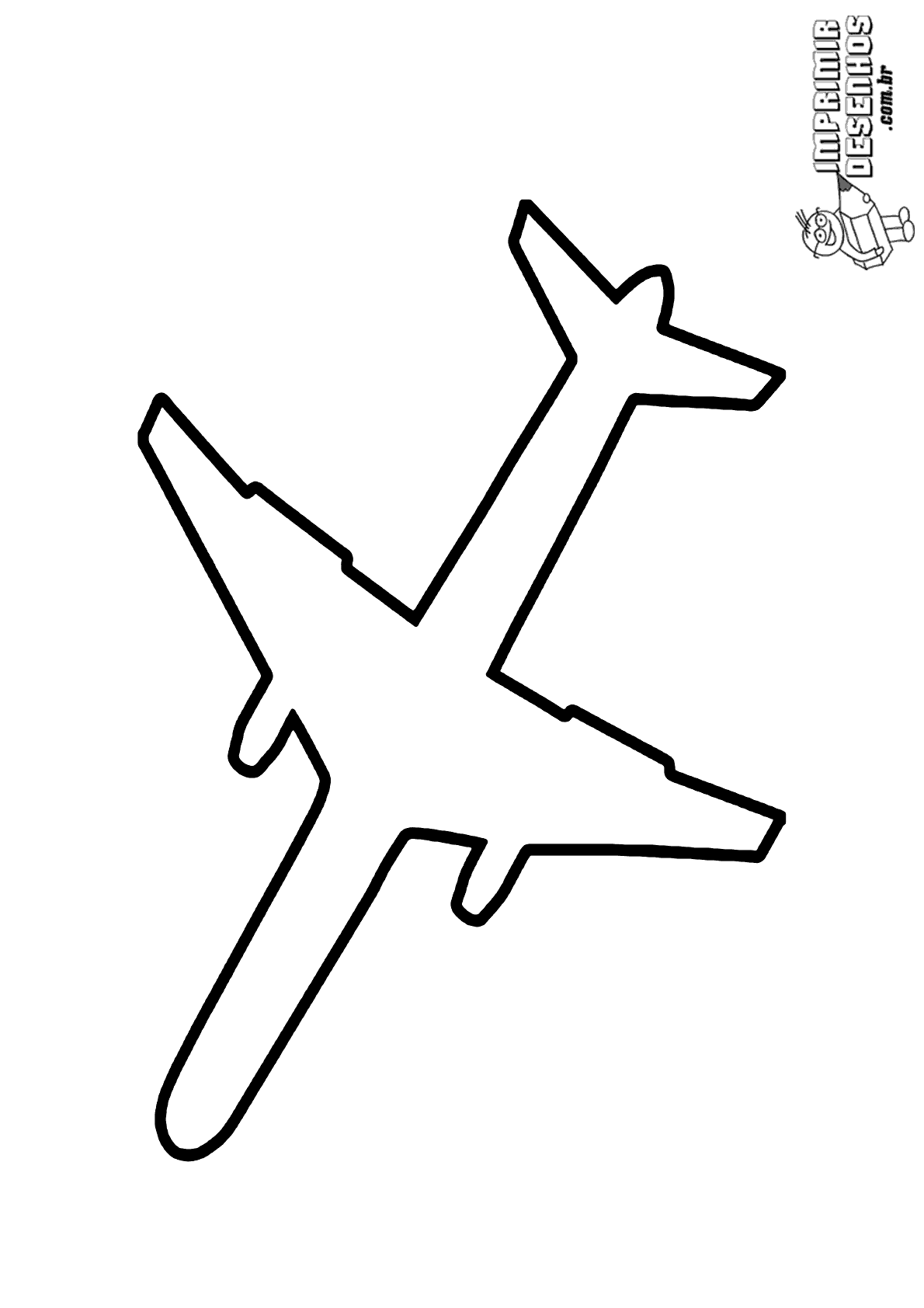 Avião para colorir e contornar - Imprimir Desenhos