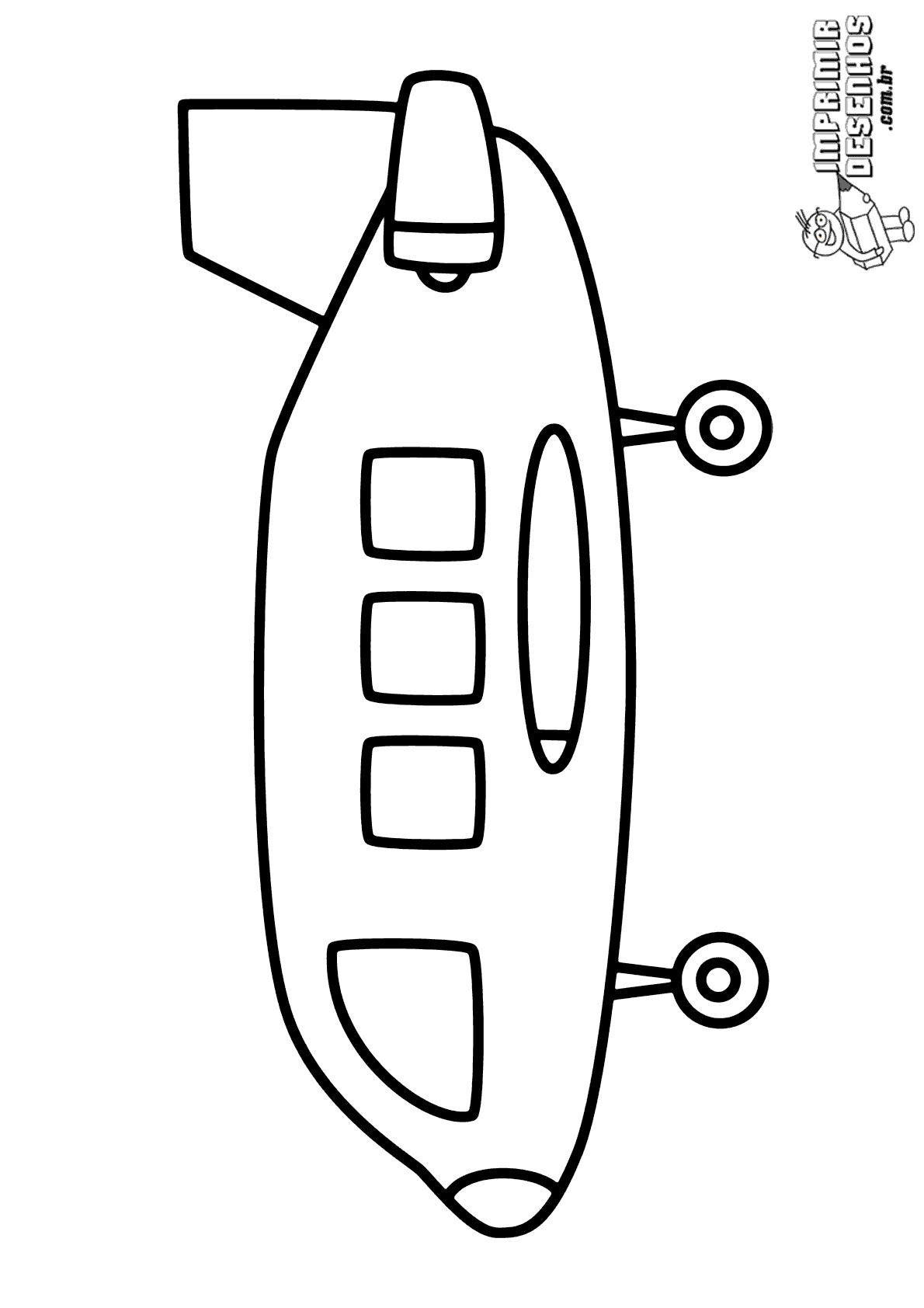 Avião infantil para colorir e pintar - Imprimir Desenhos