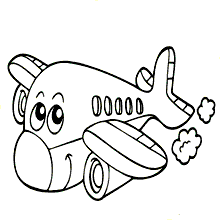 avião para colorir sorrindo
