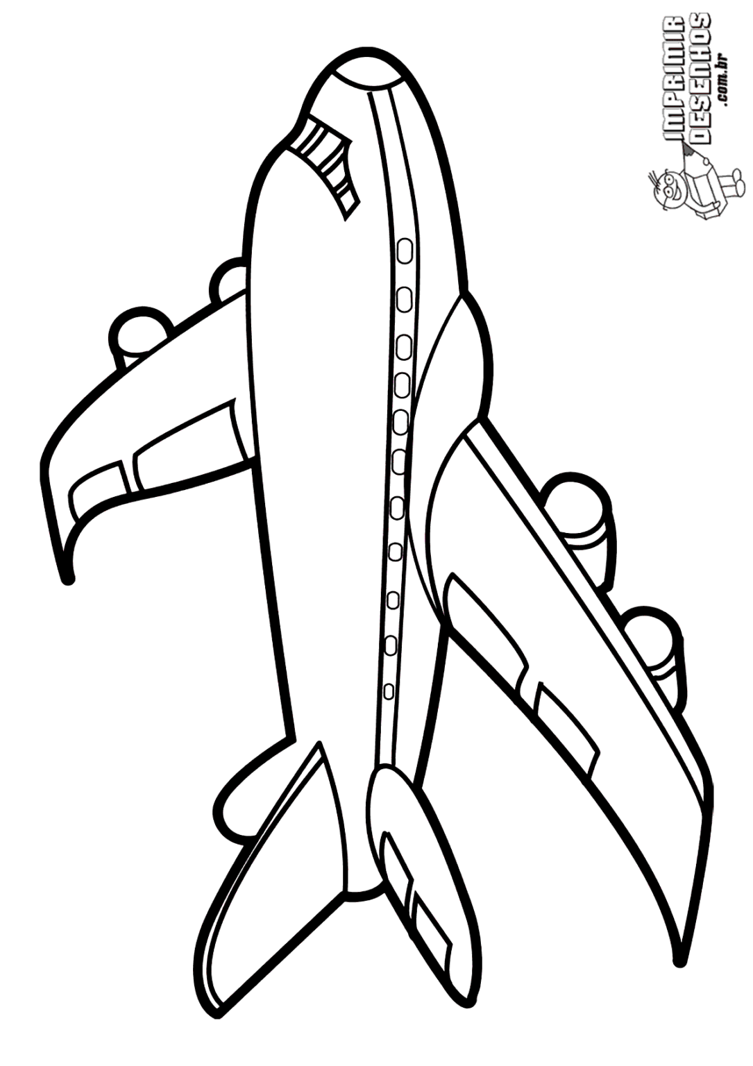 Avião para pintar e colorir fofo - Imprimir Desenhos