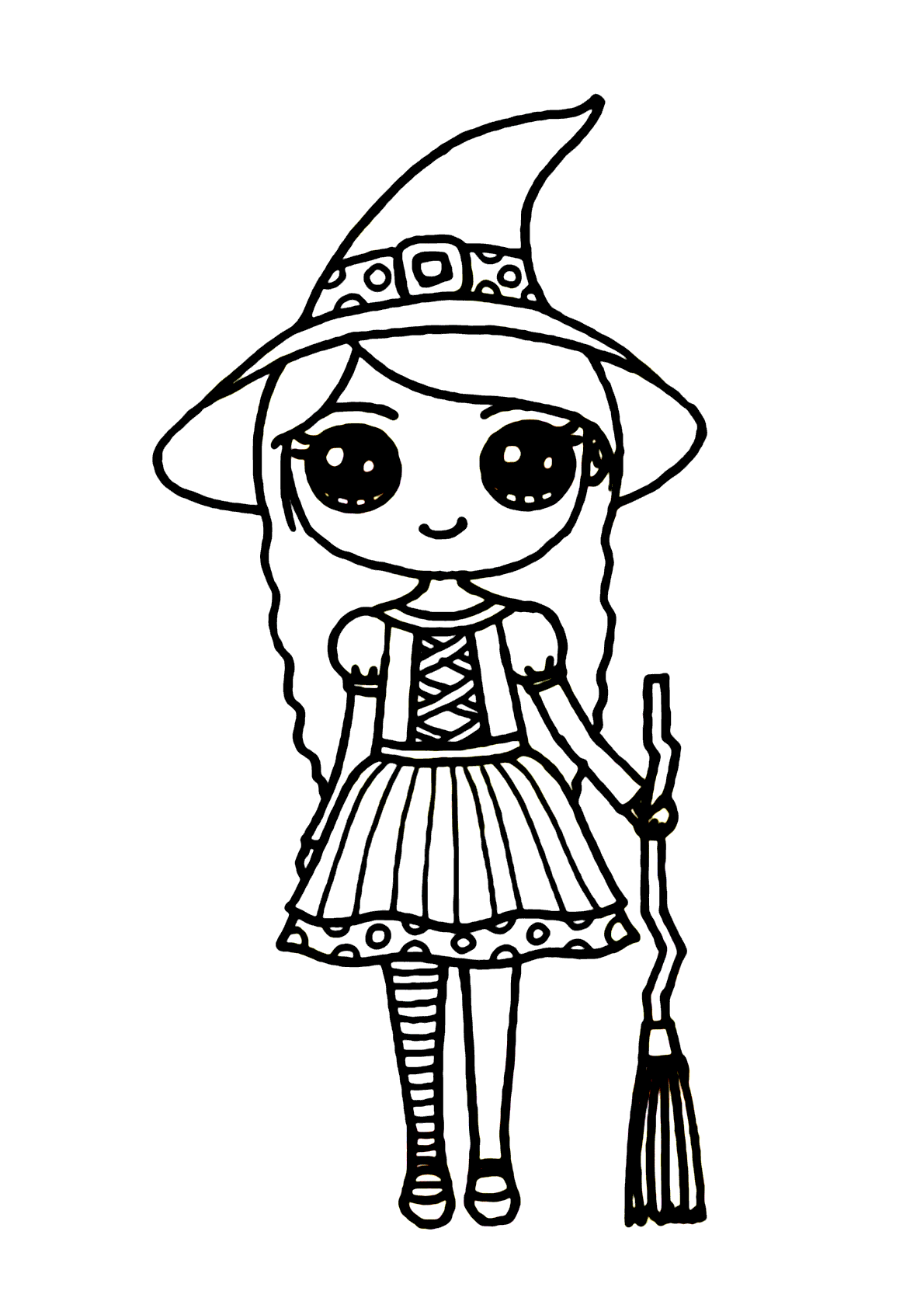 Bruxinha kawaii para colorir - Imprimir Desenhos