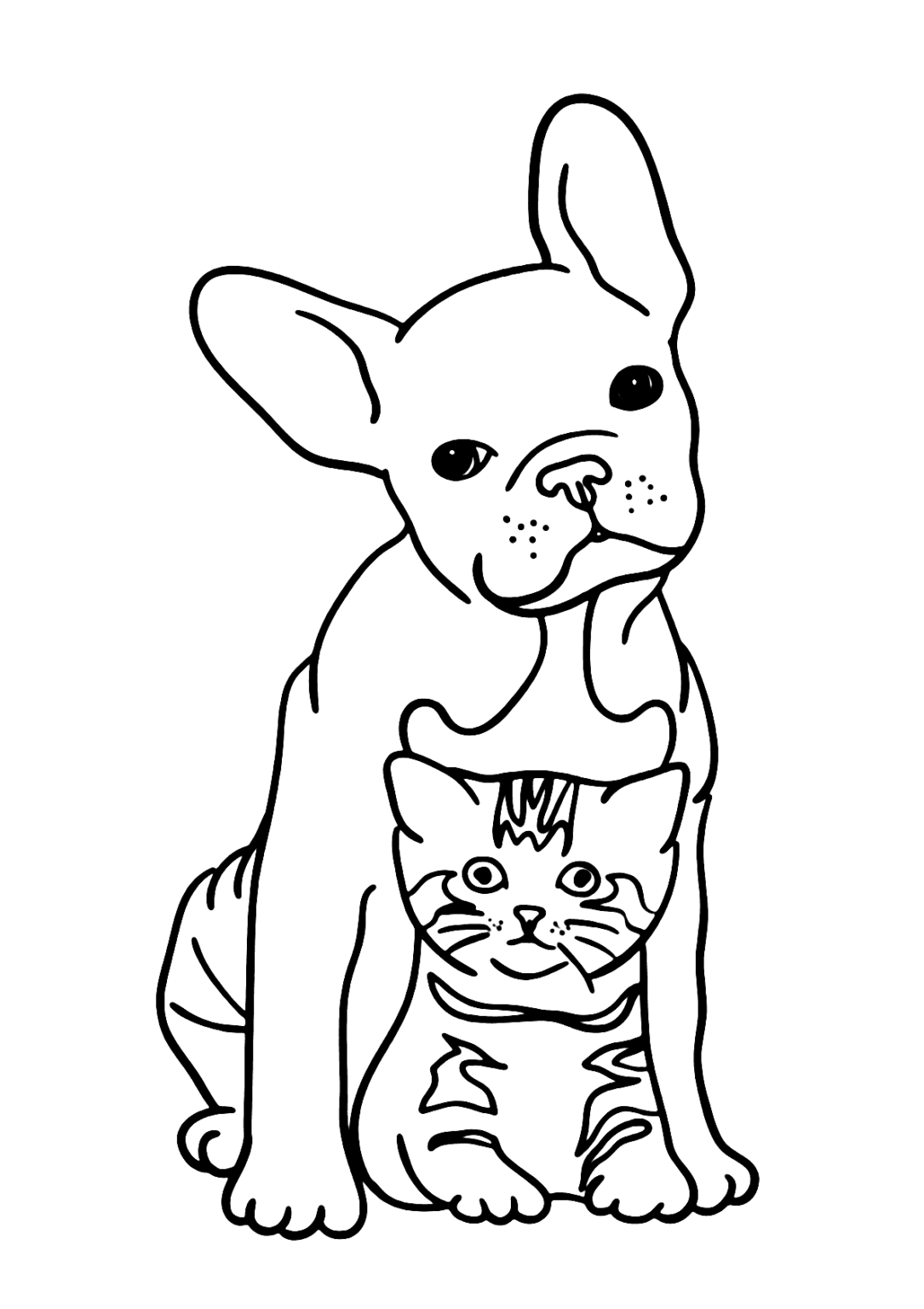 Cachorro e gatinho para colorir - Imprimir Desenhos