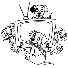 cachorros para colorir cachorrinhos olhando tv