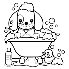 cachorros para colorir cachorro no banho