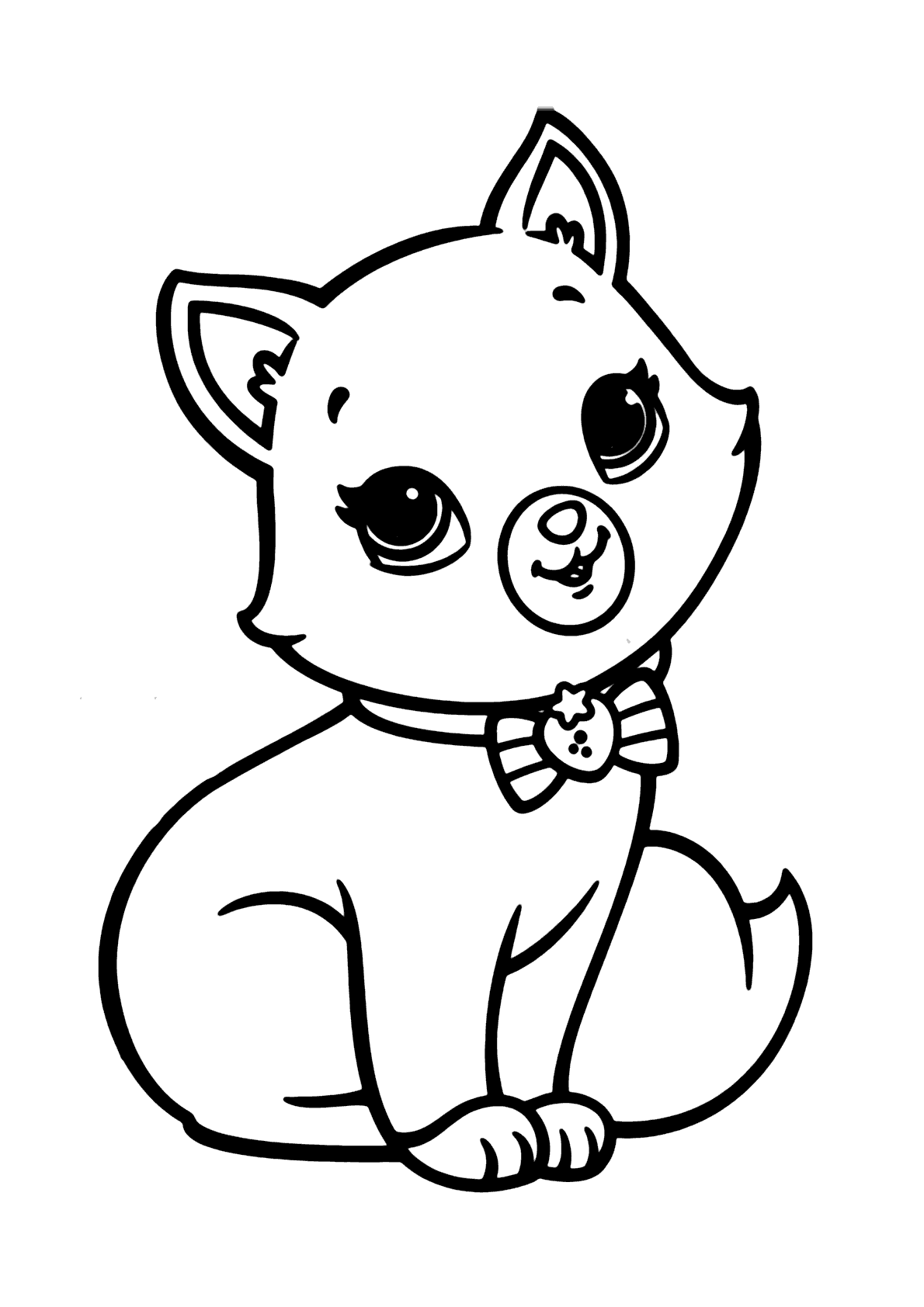 Desenho de Gatinha Kawaii para colorir