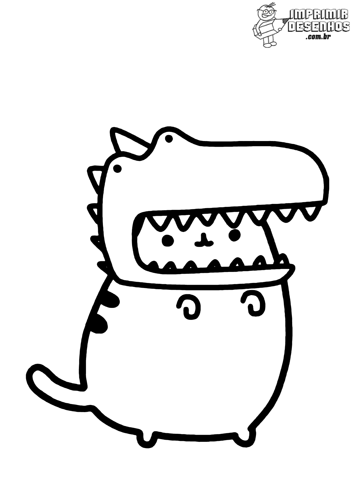 Gatinho dino kawaii para colorir - Imprimir Desenhos