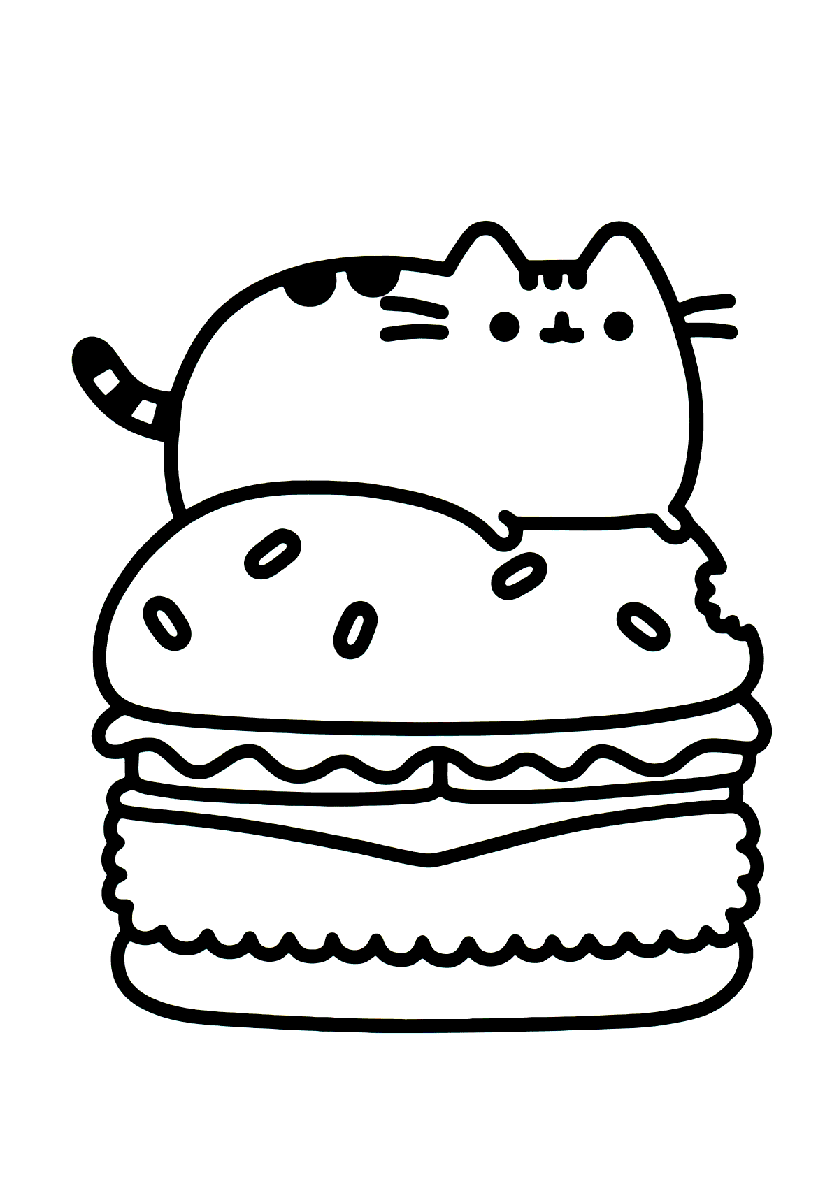 Desenho de gato kawaii para colorir