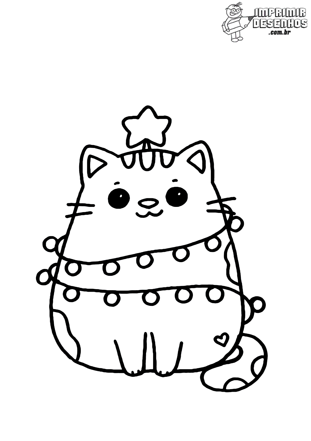 Gatinho estudando kawaii para colorir - Imprimir Desenhos em 2023