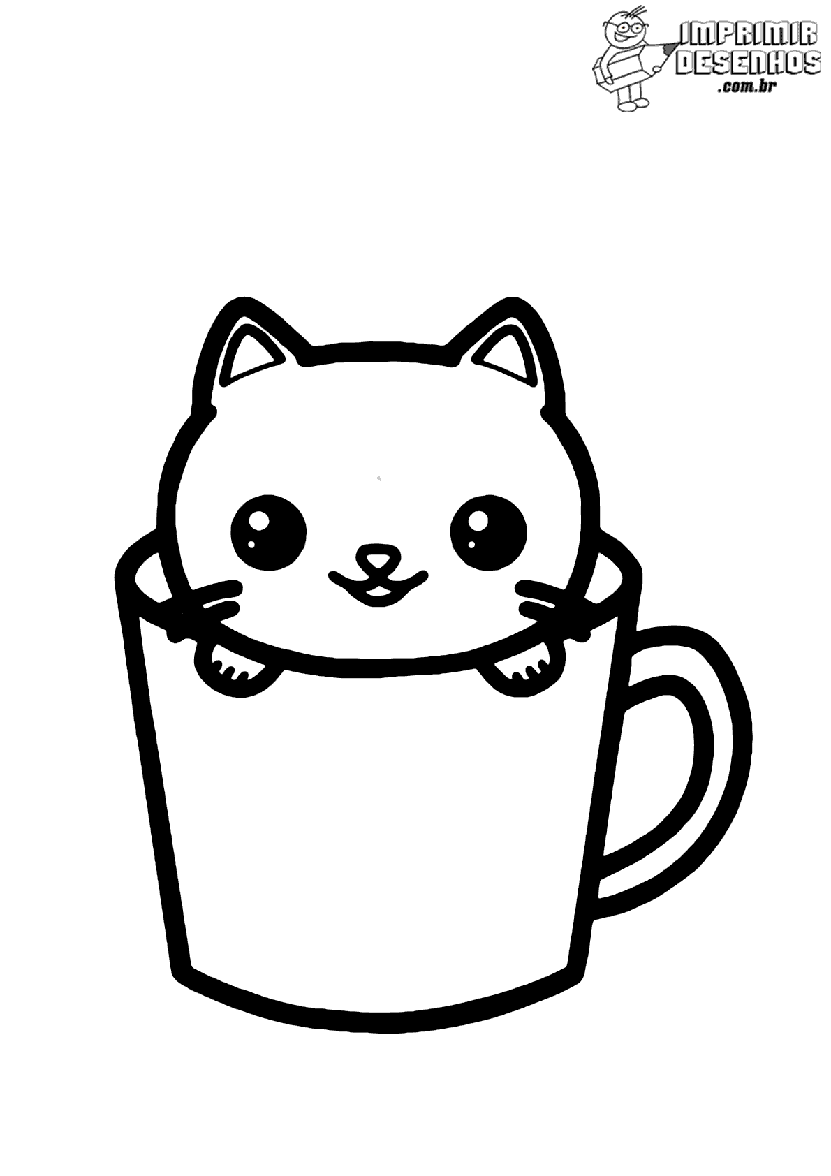 Gato na caneca para colorir - Imprimir Desenhos