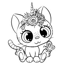 Desenho de Gatinha Kawaii para colorir