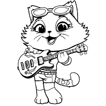 gatos para colorir gata guitarrista