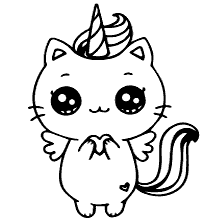 Desenho de Gatinha Kawaii para colorir