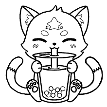 gatos para colorir gatinho bebendo suco