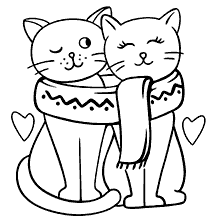 gatos para colorir gatinhos apaixonados
