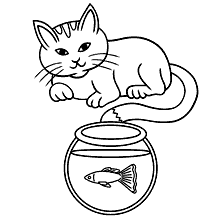 gatos para colorir gato e peixe