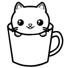 Desenho de gato kawaii para colorir