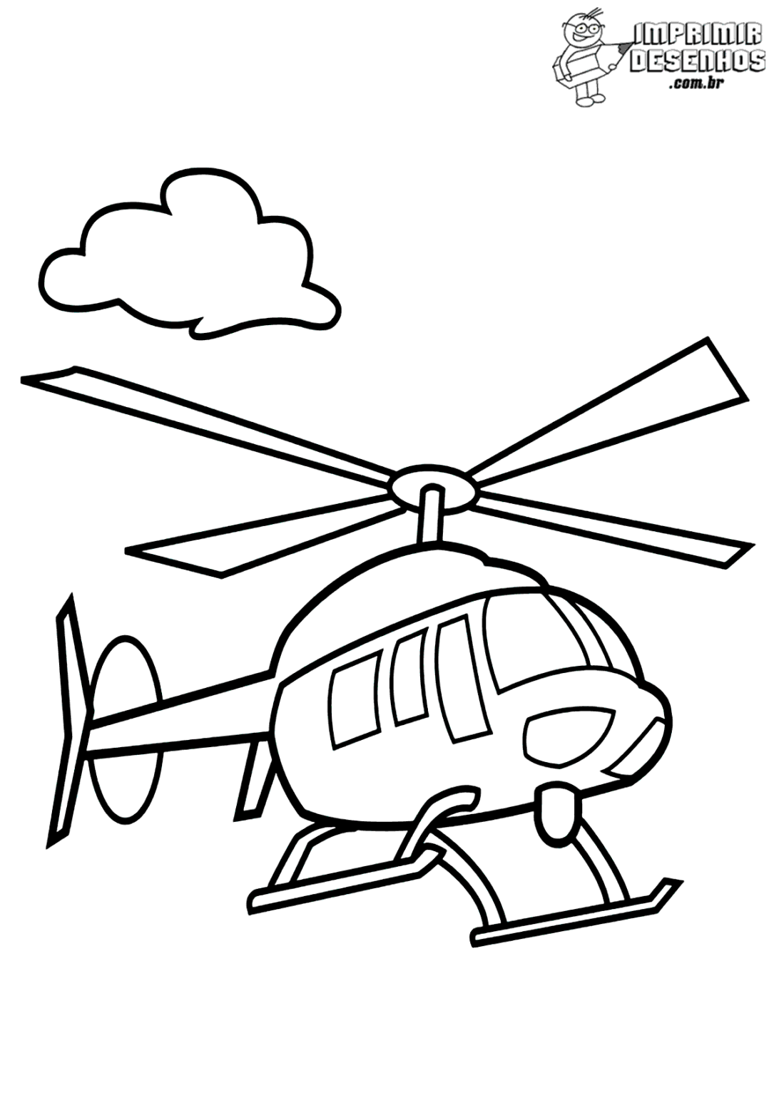 Helicóptero para colorir simples - Imprimir Desenhos