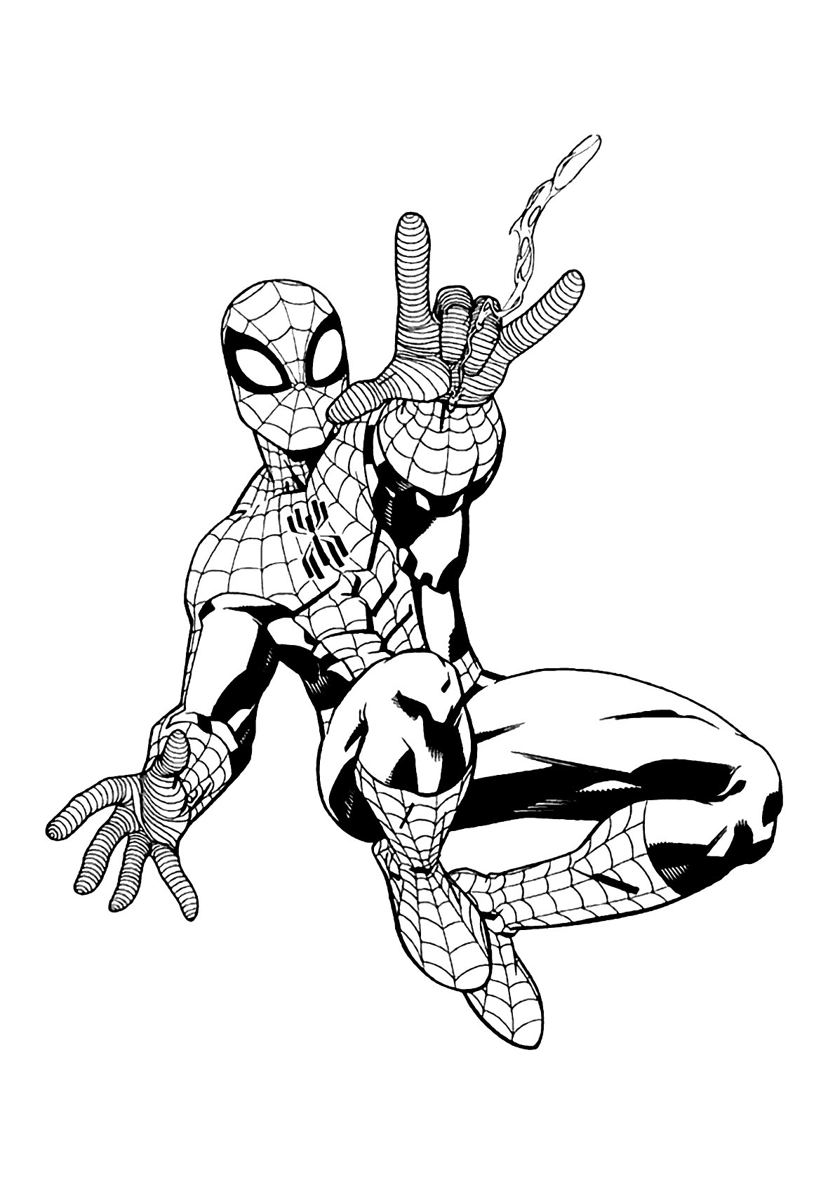 Desenho Homem Aranha Lançando Teia - Desenho para Colorir