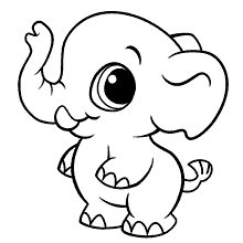 kawaii para colorir elefantinho kawaii