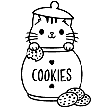kawaii para colorir gatinho e cookies