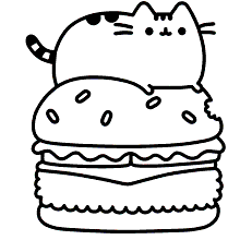 kawaii para colorir gatinho e hamburguer