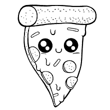 kawaii para colorir pizza kawaii