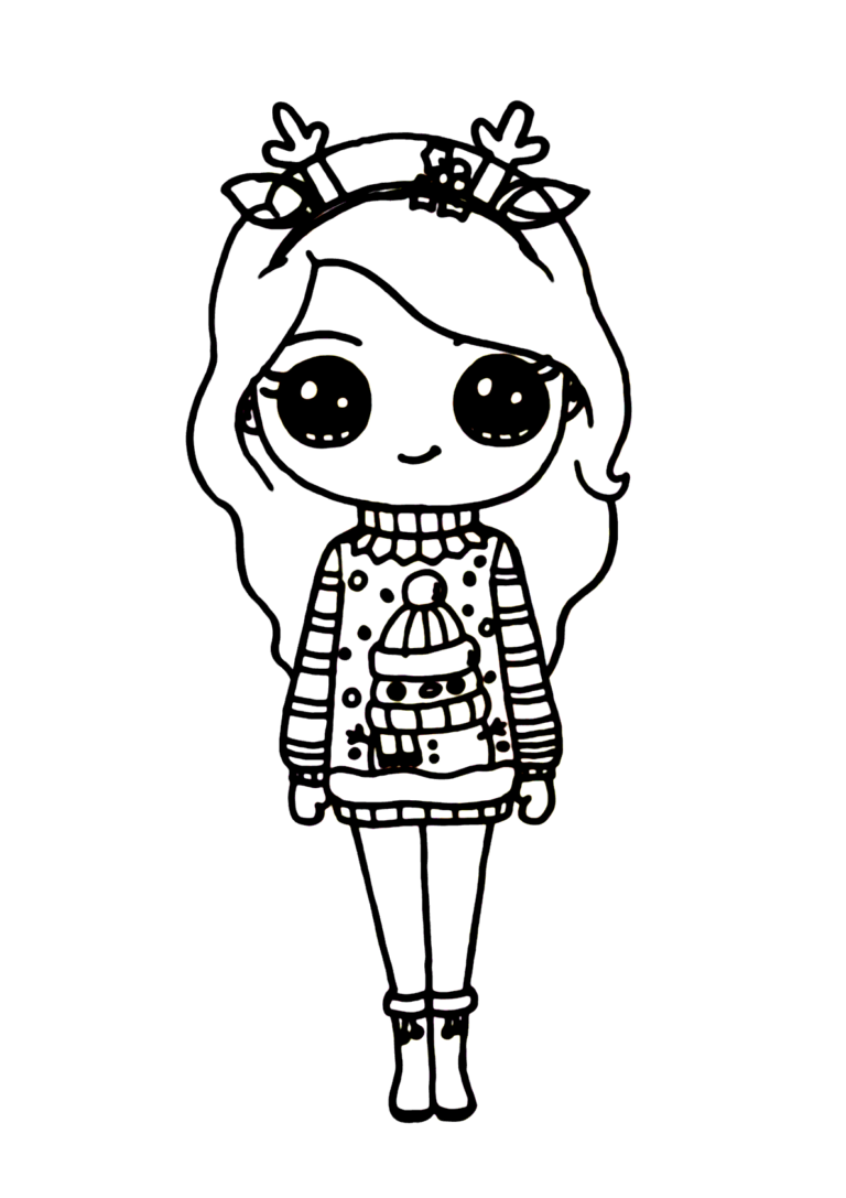 Menina Natal Kawaii Para Colorir Imprimir Desenhos