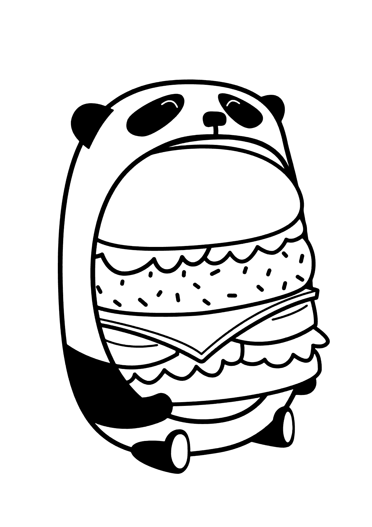 Panda kawaii para colorir - Imprimir Desenhos