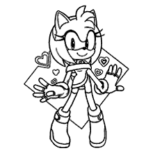 sonic para colorir amy coracao