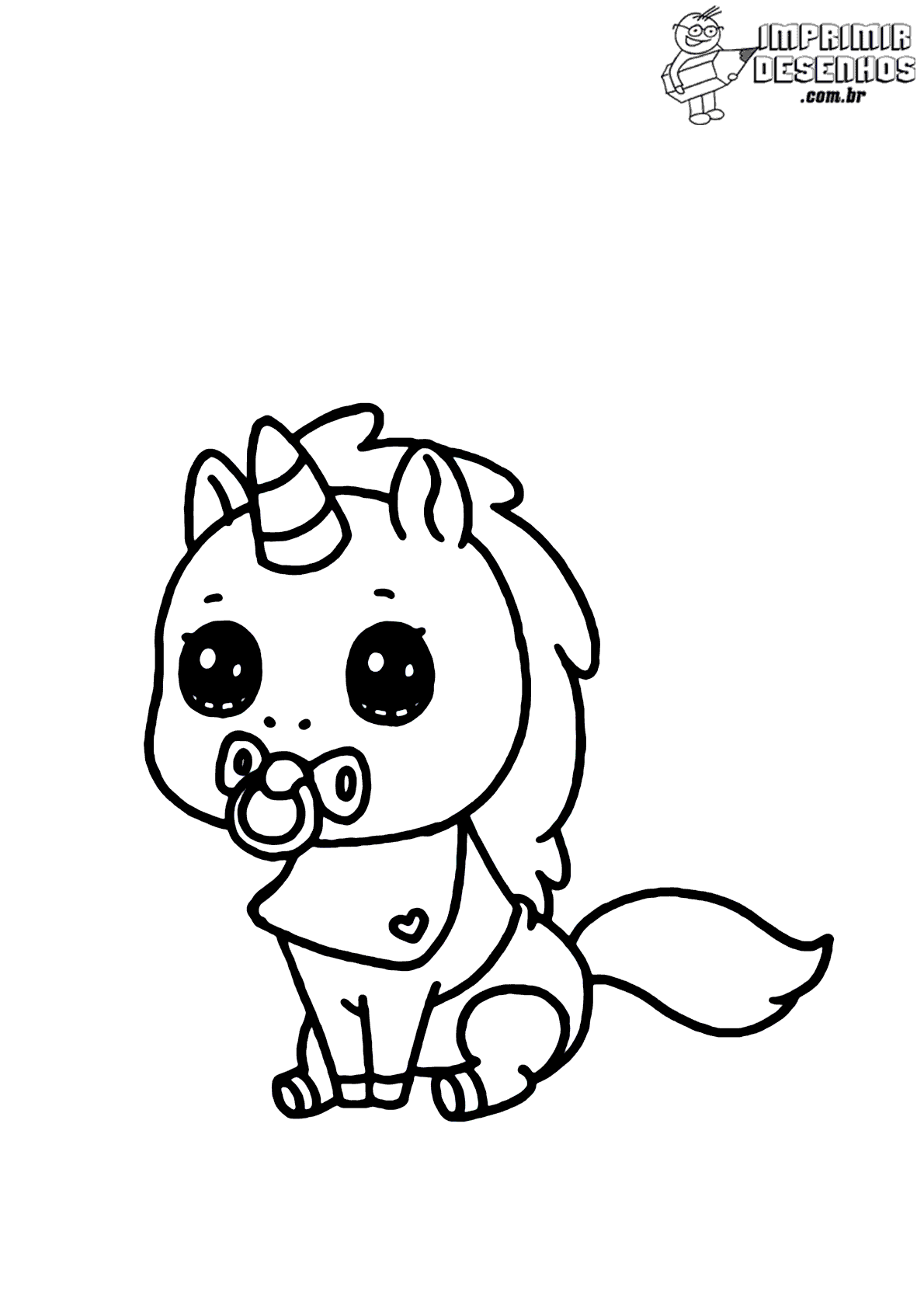 Desenho e Imagem Fofos Kawaii Unicórnio para Colorir e Imprimir Grátis para  Adultos e Crianças 